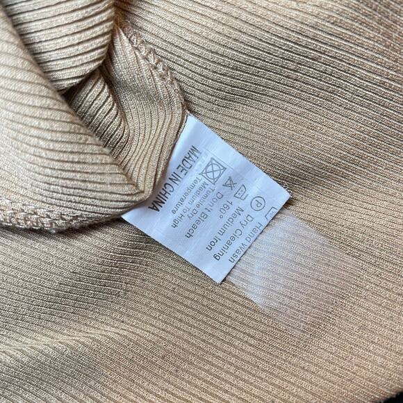 EARTHY BOHO HIPPIE MOD BOUTIQUE VNECK HIGH LOW RIBBED DRESS TAN M - Picture 5 of 8